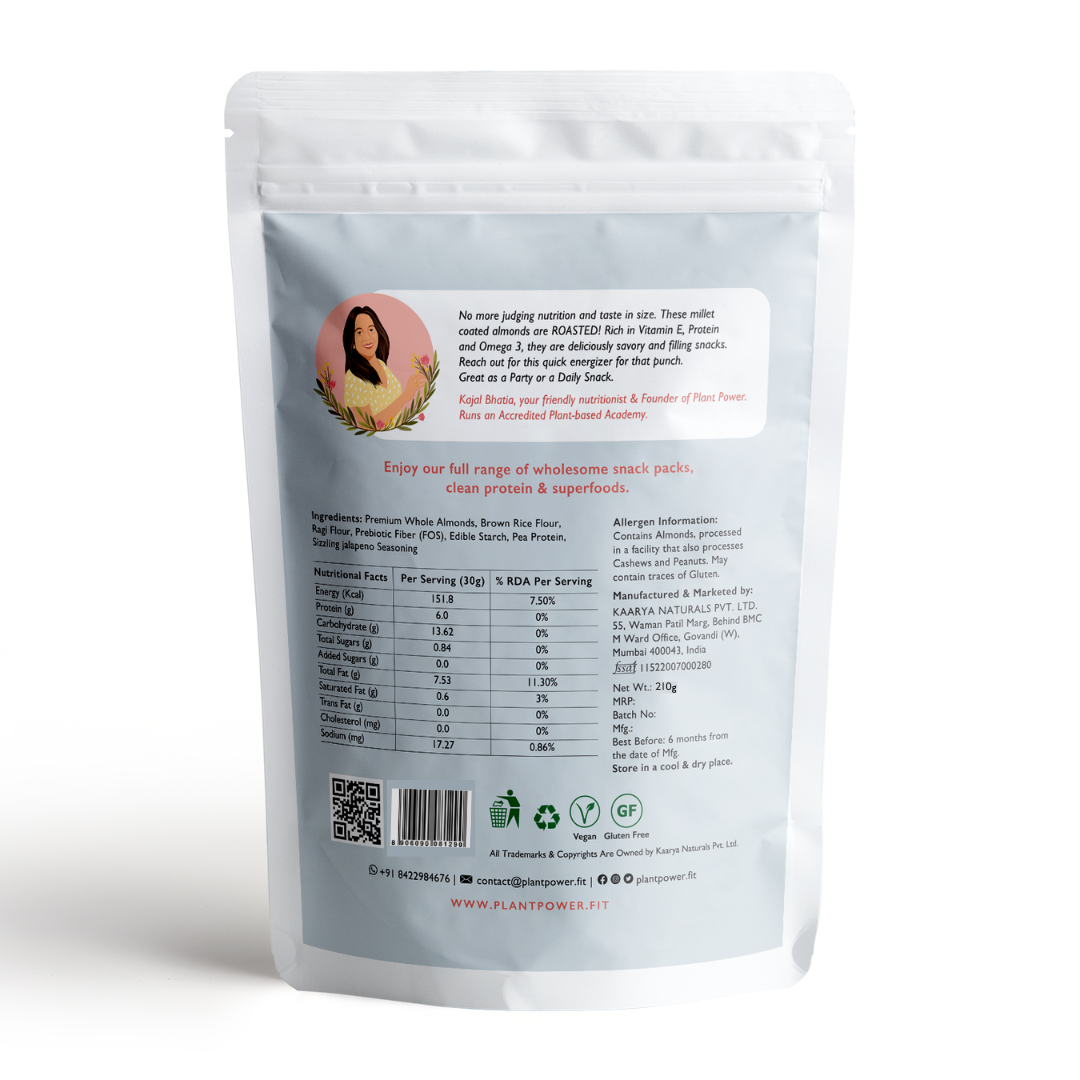 Millet Coated Protein Almonds | Sizzling Jalapeno