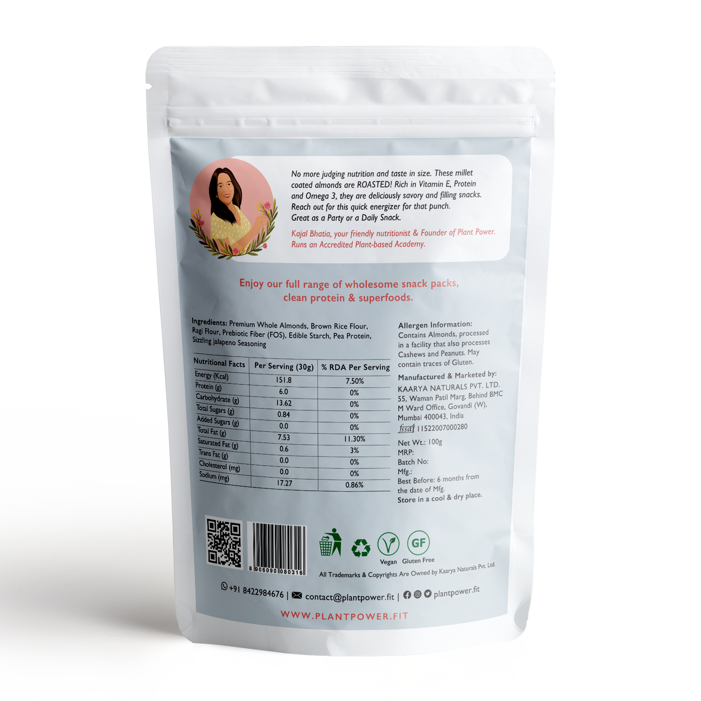 Millet Coated Protein Almonds | Sizzling Jalapeno | 100g Packs