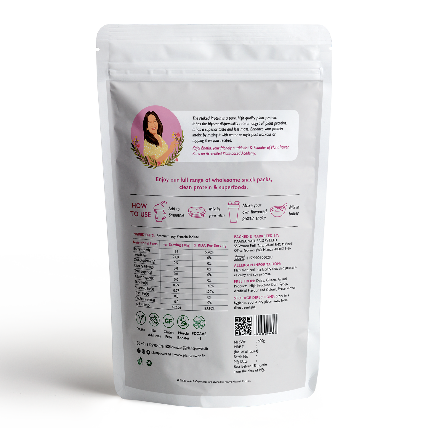 100% Naked Plant Protein Isolate | Unsweetened and Unflavoured