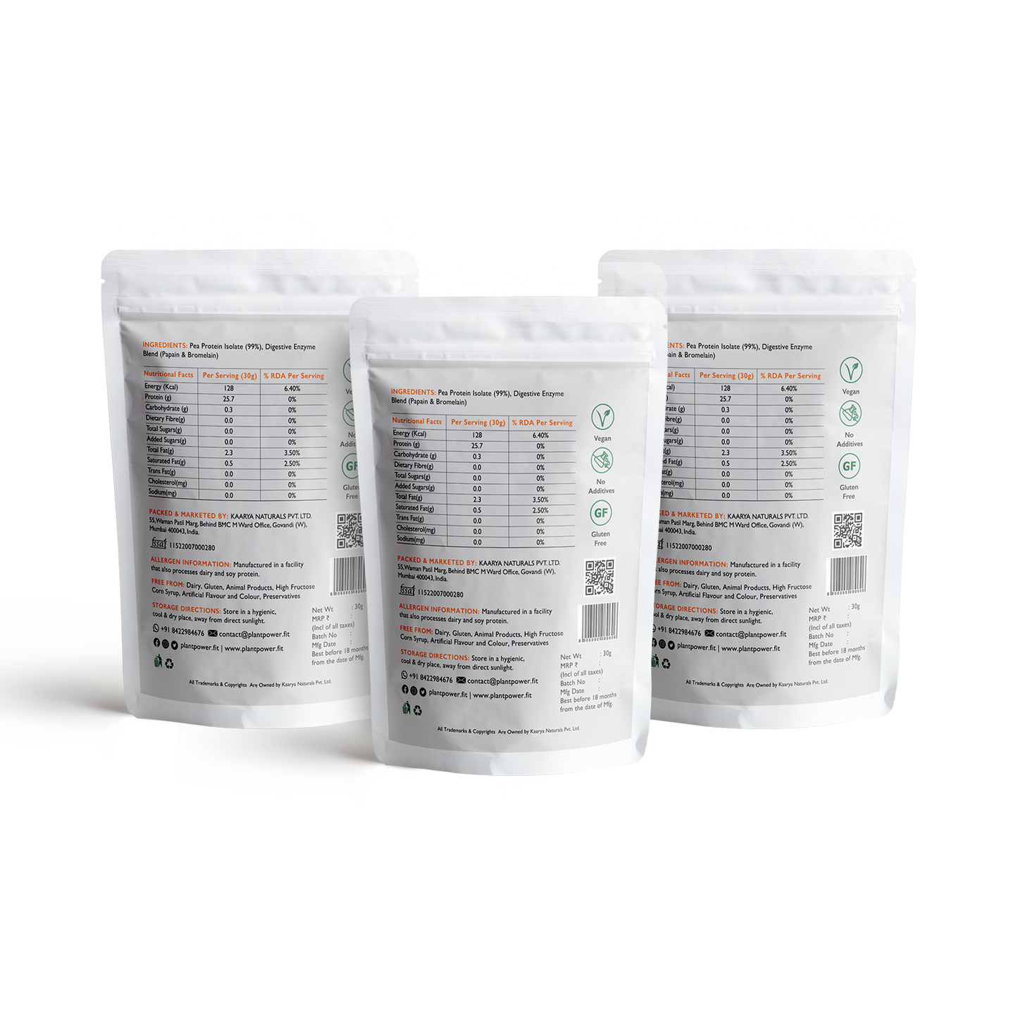 Pea Protein Isolate | 30G Single Serve Packets | 25G Protein Per Serve | Unflavoured and Unsweetened