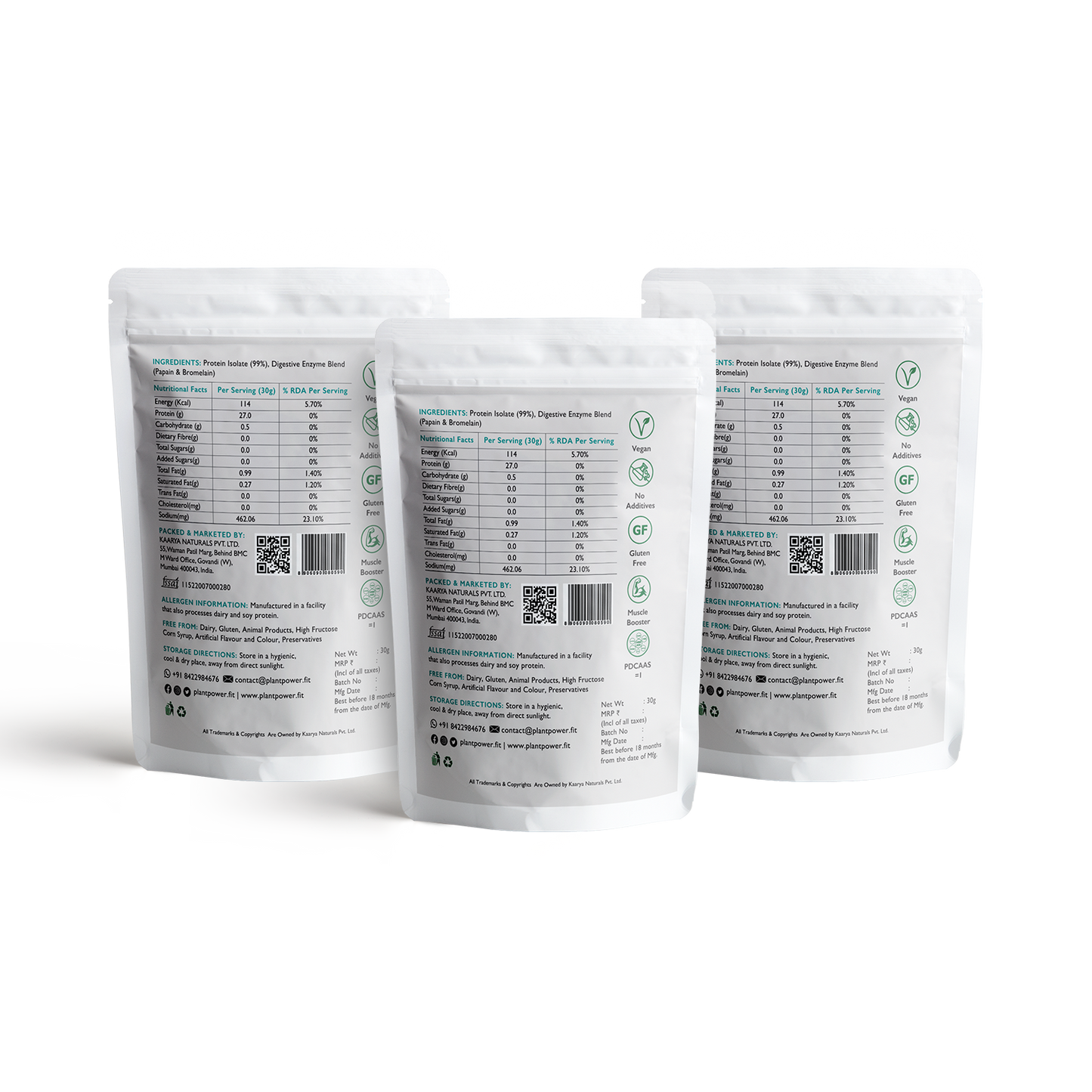 Soy Protein Isolate | 30G Single Serve Packets | 27G Protein Per Serve | Unflavoured and Unsweetened