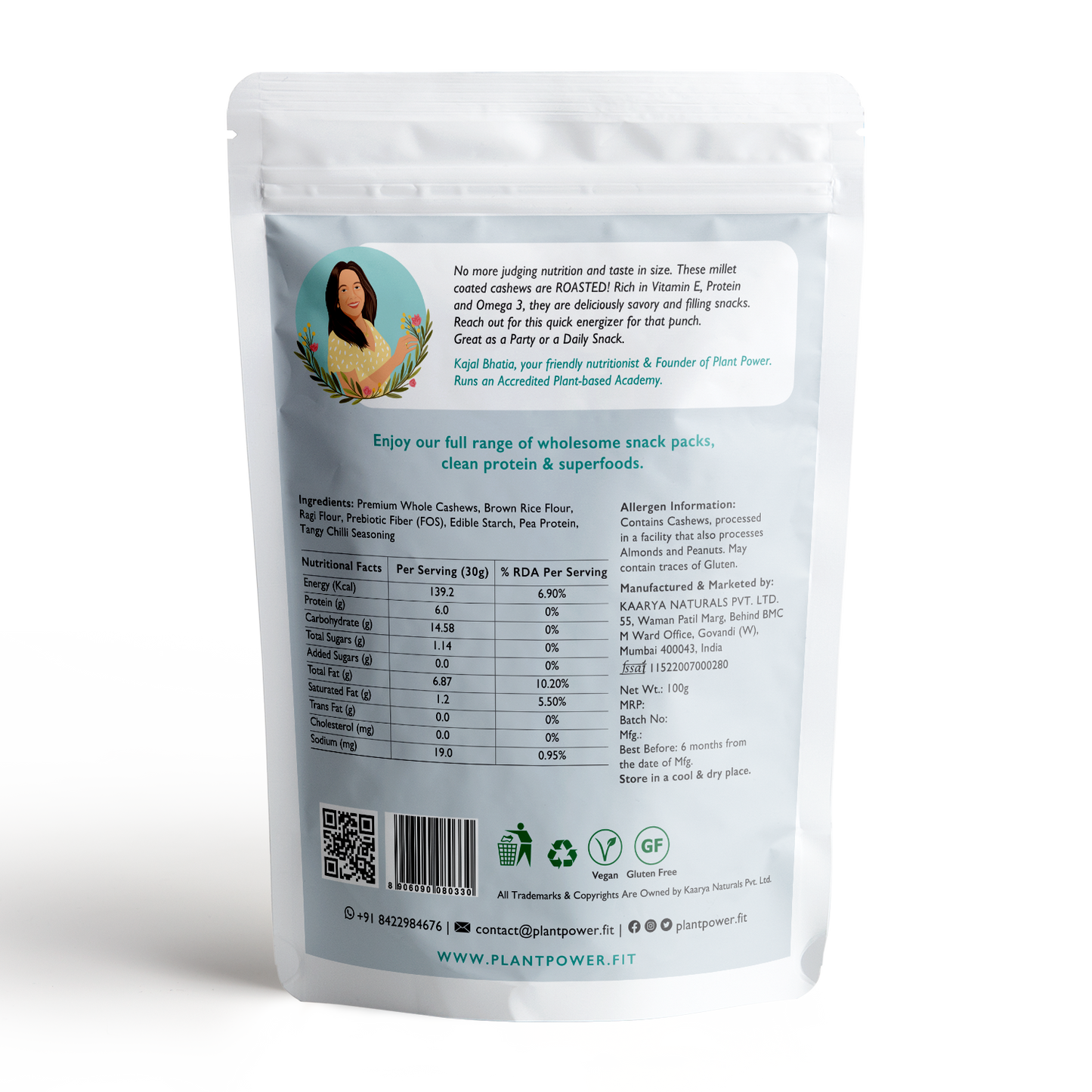 Millet Coated Protein Cashews | Spicy Lemon | 100g Packs